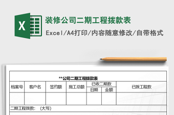 2022年裝修公司二期工程撥款表