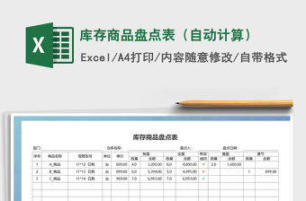 2022年庫(kù)存商品盤點(diǎn)表（自動(dòng)計(jì)算）免費(fèi)下載
