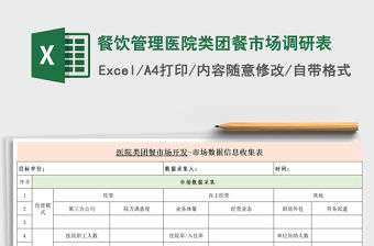 2021年餐飲管理醫(yī)院類團餐市場調(diào)研表免費下載