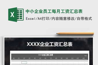 2021年中小企業員工每月工資匯總表免費下載