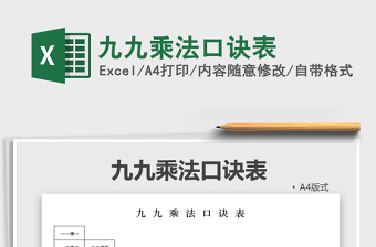 2022乘法口诀表EXCEL