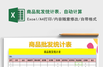 2021年商品批發(fā)統(tǒng)計表，自動計算免費(fèi)下載