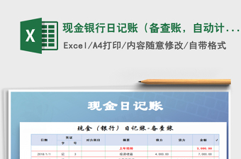 2021年現(xiàn)金銀行日記賬（備查賬，自動(dòng)計(jì)算）免費(fèi)下載