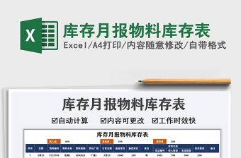 2021年庫(kù)存月報(bào)物料庫(kù)存表