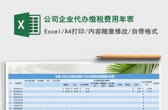 2021年公司企業(yè)代辦繳稅費用年表