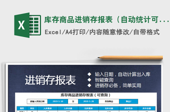2021年庫存商品進銷存報表（自動統(tǒng)計可查詢）免費下載