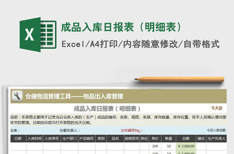 2021年成品入庫日報表（明細(xì)表）免費下載