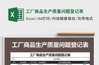 2021年工廠商品生產(chǎn)質(zhì)量問題登記表免費下載