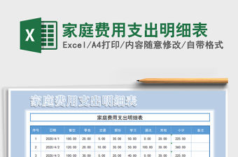 2021年家庭費用支出明細表