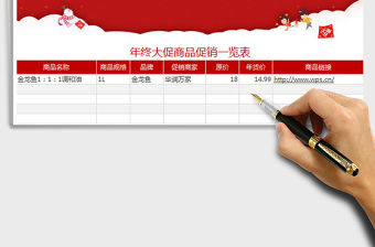 2021年年終大促商品促銷一覽表免費下載