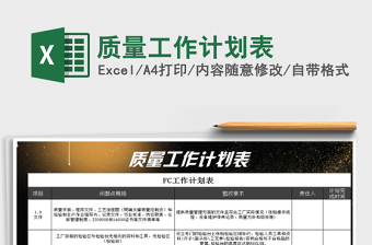 2021年質(zhì)量工作計(jì)劃表