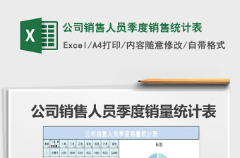 2022年公司銷售人員季度銷售統(tǒng)計(jì)表免費(fèi)下載