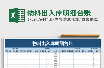2021年物料出入庫明細(xì)臺(tái)賬免費(fèi)下載