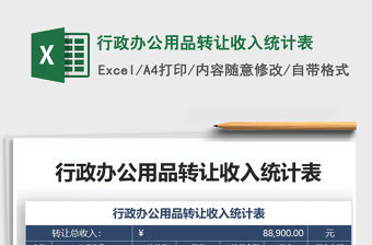 2021年行政辦公用品轉讓收入統計表