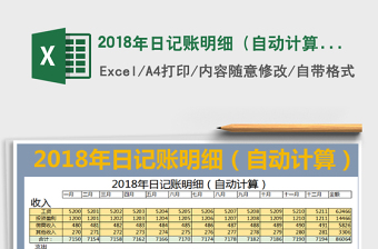 2021年2018年日記賬明細(xì)（自動(dòng)計(jì)算）