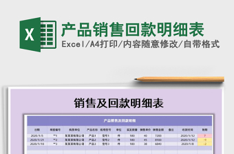 2021年產(chǎn)品銷售回款明細(xì)表