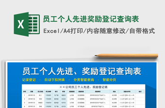 2021年员工个人先进奖励登记查询表