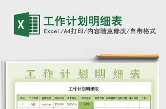 2021年工作計劃明細表