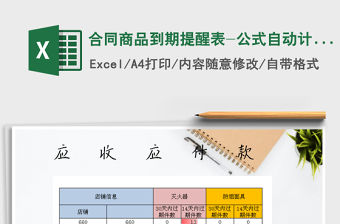 2021年合同商品到期提醒表-公式自動計算免費下載