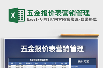 2021年五金報價表營銷管理