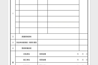 2021年工程質量驗收記錄表免費下載