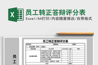 2022年员工转正答辩评分表免费下载