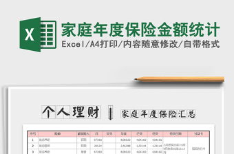2022年家庭年度保險金額統(tǒng)計免費下載