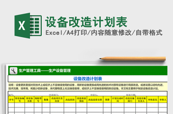 2022年設(shè)備改造計(jì)劃表免費(fèi)下載