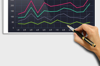 2022年科技光感彩色多系列堆積折線圖表免費下載