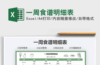 2021年一周食譜明細表