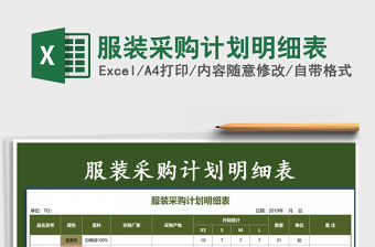 2021年服裝采購計劃明細表