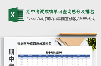 2021年期中考試成績單可查詢總分及排名