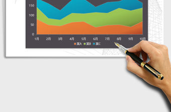 2021年商務三色漸變堆積面積圖