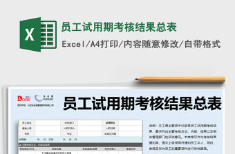 2021年員工試用期考核結果總表免費下載