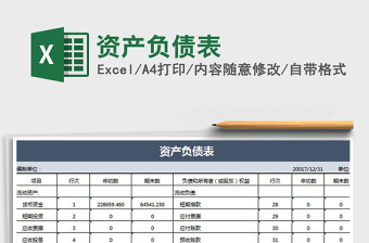 2022年資產(chǎn)負債表免費下載