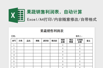 2022年果蔬銷售利潤表，自動(dòng)計(jì)算免費(fèi)下載