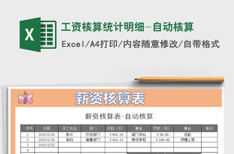 2022年工資核算統(tǒng)計明細(xì)-自動核算免費下載