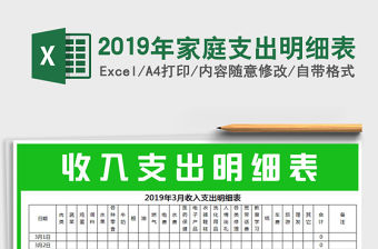 2021年2019年家庭支出明細表免費下載