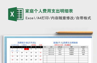 2021年家庭個人費用支出明細表