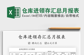 2021年倉庫進(jìn)領(lǐng)存匯總月報表