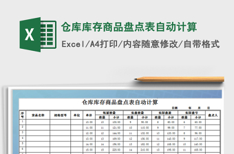 2021年倉庫庫存商品盤點表自動計算