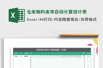 2021年倉(cāng)庫(kù)物料庫(kù)存自動(dòng)計(jì)算統(tǒng)計(jì)表