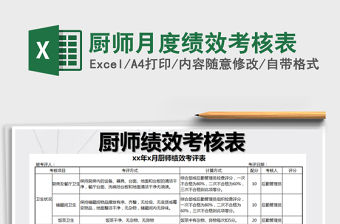 2022年廚師月度績效考核表免費下載