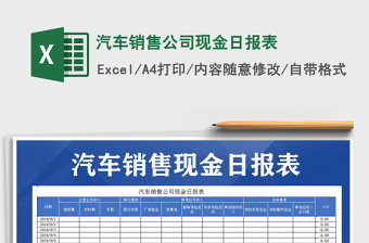 2021年汽車銷售公司現(xiàn)金日報表