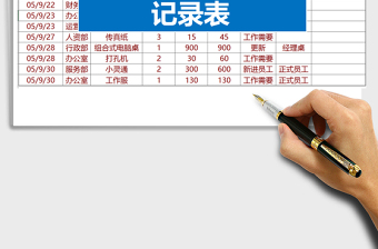 2022年办公用品领用记录表免费下载