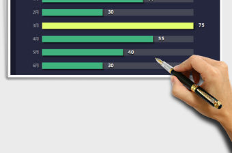 2021年條形圖表（動態最大值） 藏青艷綠系圖表模板免費下載