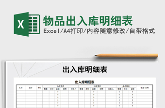 2021年物品出入庫明細表免費下載