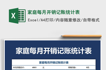 2021年家庭每月開銷記賬統(tǒng)計(jì)表免費(fèi)下載