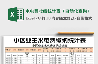 2022年水電費(fèi)收繳統(tǒng)計(jì)表（自動(dòng)化查詢）