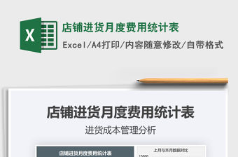 2021年店鋪進貨月度費用統計表